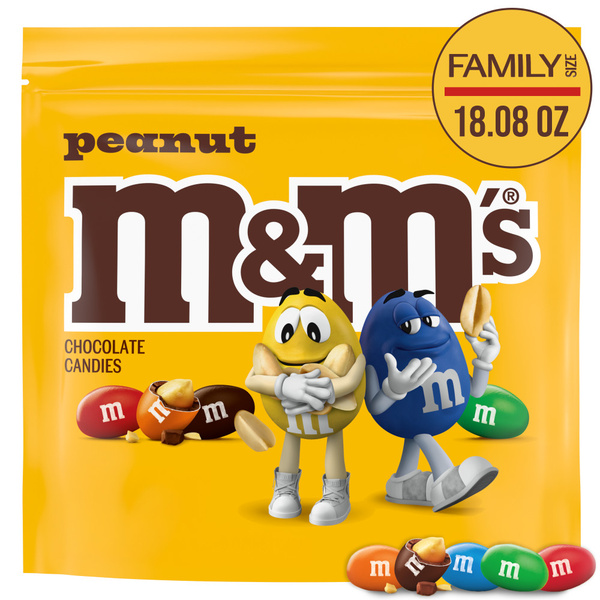 M&M'S Peanut Milk Chocolate Candy, Family Size, 18.08 oz Bag | Hy