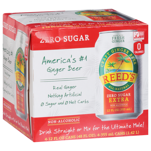 Reed's Zero Sugar Craft Ginger Beer 4 cans by Reed's - Exclusive Offer at  $6.99 on Netrition