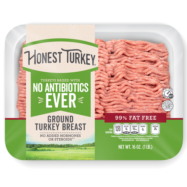 Honest Turkey 99% Fat Free Ground Turkey Breast Tray, Antibiotic