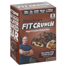 FIT CRUNCH Chocolate Chip Cookie Dough, High Protein Baked Bar, 5-1.62 oz