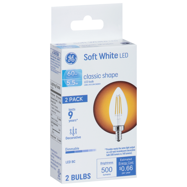 GE LED 60W Soft White Light Bulbs, Classic Shape, Decorative | Hy