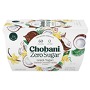 Chobani Yogurt, Zero Sugar, Toasted Coconut Vanilla Flavor 4-5.3 oz