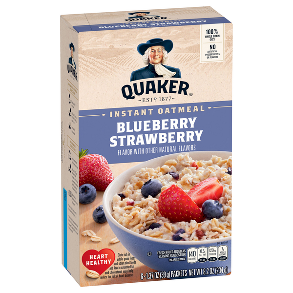 Quaker Blueberry Strawberry Instant Oats Hot Cereal 6 Count