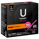 U by Kotex Click Compact Tampons, Super Plus Absorbency, Unscented