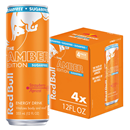 Red Bull Amber Edition Sugar Free Energy Drink, Strawberry Apricot 4Pk