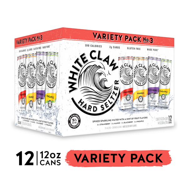hxo design Standard White Full Setバラ売り不可 White Claw Zero Proof Variety Pack, 12 Pack, 12 fl oz Cans Same