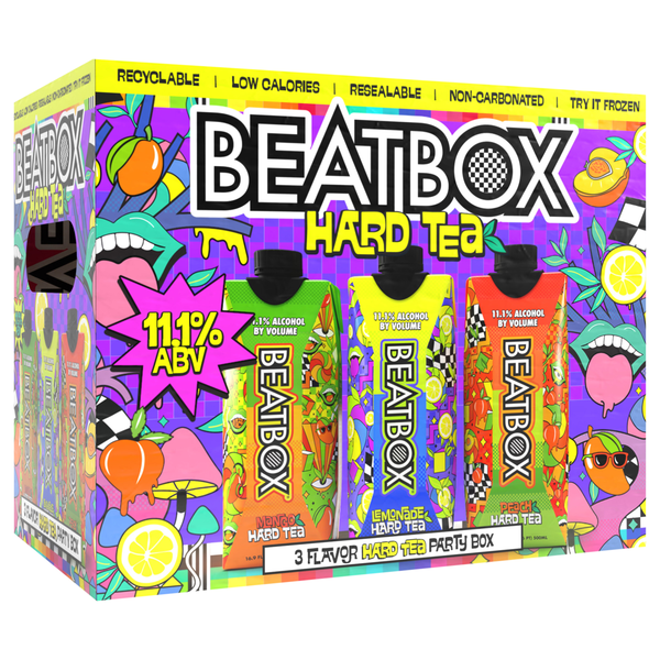 Beatbox Hard Tea, 3 Flavor Party Box, Mango, Lemonade, Peach, 6Pk | Hy ...