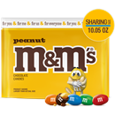 M&M'S Peanut Milk Chocolate Candy, Sharing Size, 10.05 oz Bag