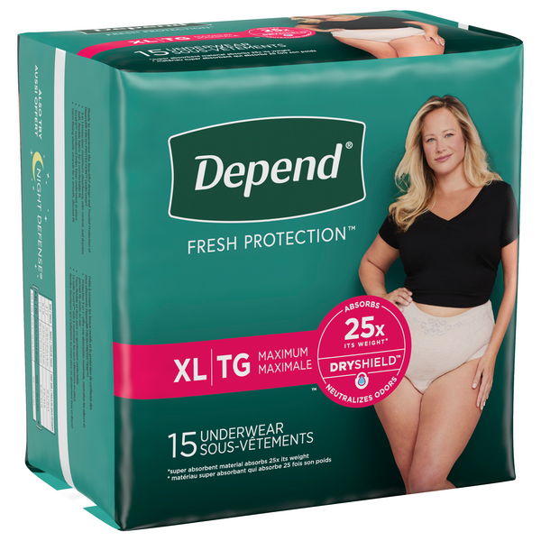 Depend Fresh Protection Adult Incontinence Underwear Maximum Absorbency  Extra-Large Blush Underwear, 15 count - Gerbes Super Markets