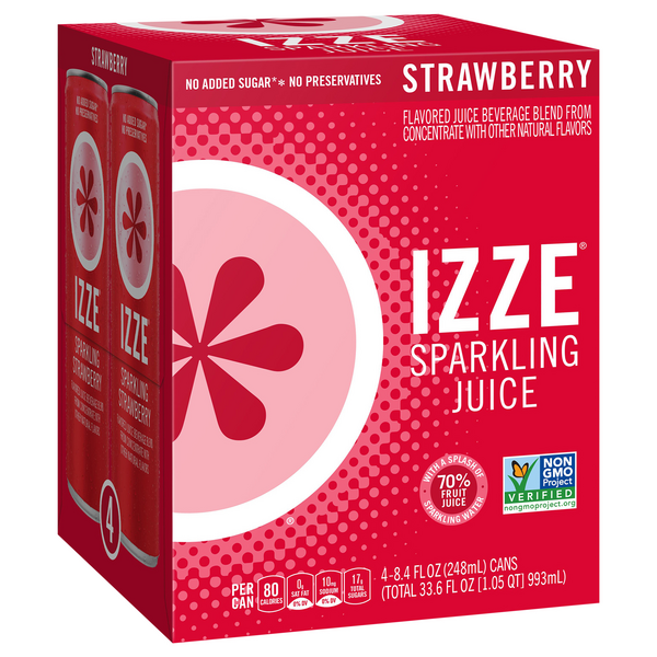 いちごです₊⁎⁺˳✧༚ Izze Sparking Juice, Strawberry 4Pk | Hy-Vee Aisles Online Grocery