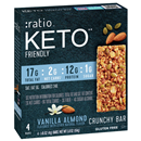 Ratio Crunchy Bar, Vanilla Almond, Keto Friendly, 4-1.45 oz