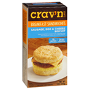 Crav'n Flavor Breakfast Biscuit Sandwich, Sausage, Egg & Cheese, 2 Count