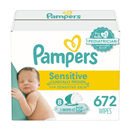 Pampers Baby Wipes Sensitive Perfume Free 8X Pop-Top Packs