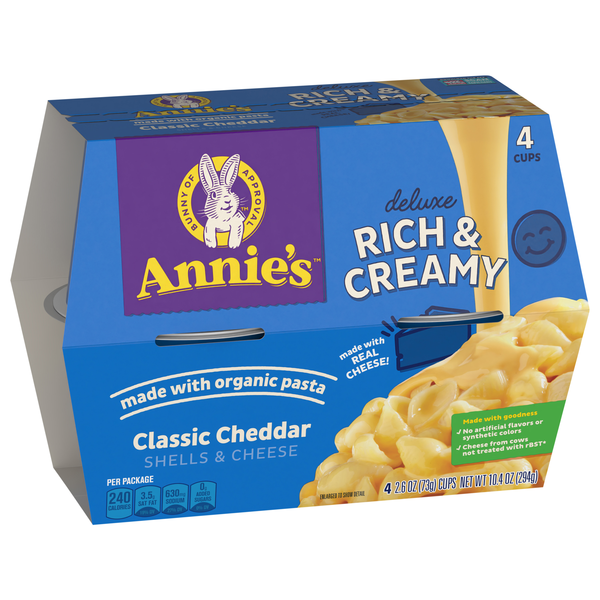 Annie's Deluxe Rich & Creamy Shells & Classic Cheddar Macaroni & Cheese ...