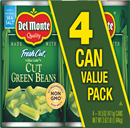 Del Monte Cut, Green Beans, Value Pack 4-14.5 oz