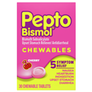 Pepto-Bismol Cherry 5 Sympton Digestive Relief Chewable Tablets