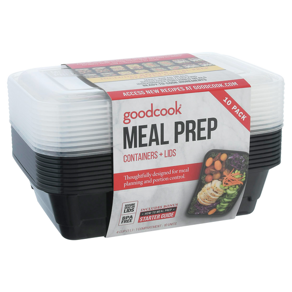 Good Cook Meal Prep Containers + Lids, 1 Compartment, 4Cup | Hy-Vee ...