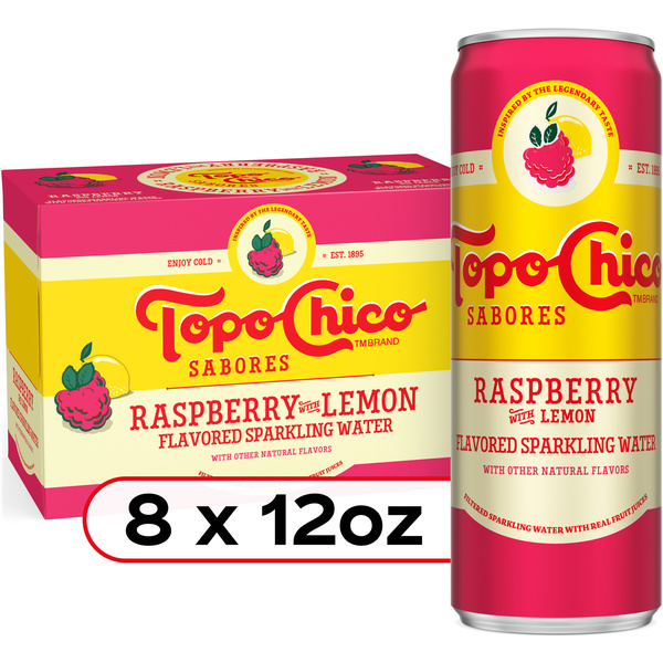 Topo Chico Sabores Raspberry with Lemon Cans, 8Pk | Hy-Vee Aisles