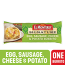 El Monterey Burrito, Egg, Sausage, Cheese & Potato, Breakfast Burrito