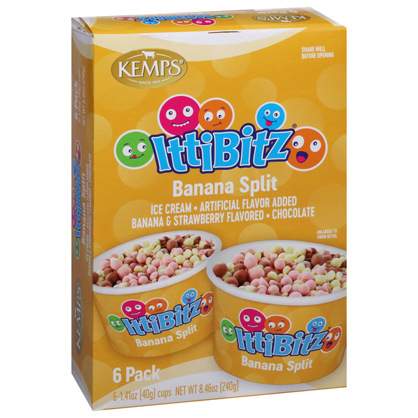 Kemps Ittibitz Banana Split Ice Cream, 6-1.41 oz Cups | Hy-Vee