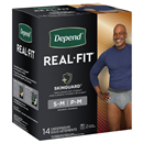 Depend Real Fit Incontinence Underwear for Men, Maximum Absorbency, S/M, Black & Grey