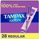 Tampax Radiant Tampons Regular Absorbency, Unscented