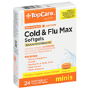 Topcare Cold & Flu Max, Maximum Strength, Daytime, Non-Drowsy, Minis, Softgels