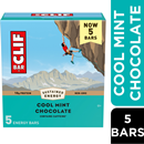 CLIF Bar, Cool Mint Chocolate With Caffeine, Energy Bars, Non-GMO, 5-2.4 oz Bars