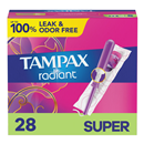 Tampax Radiant Super Absorbency Unscented Plastic Tampons