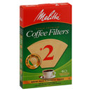 Melitta Natural Brown Paper Cone Coffee Filters #2 Size