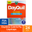 Vicks DayQuil, Non-Drowsy, Severe Cold & Flu Relief, Relives Fever, Sore Throat, Minor Aches, Nasal Congestion, Cough LiquiCaps