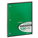 Top Flight Notebook, College Rule, 3 Subject, 120 Sheets