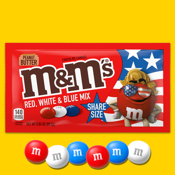 M & M Chocolate Candies, Peanut Butter, Sharing Size - 24 pack, 2.83 oz packs