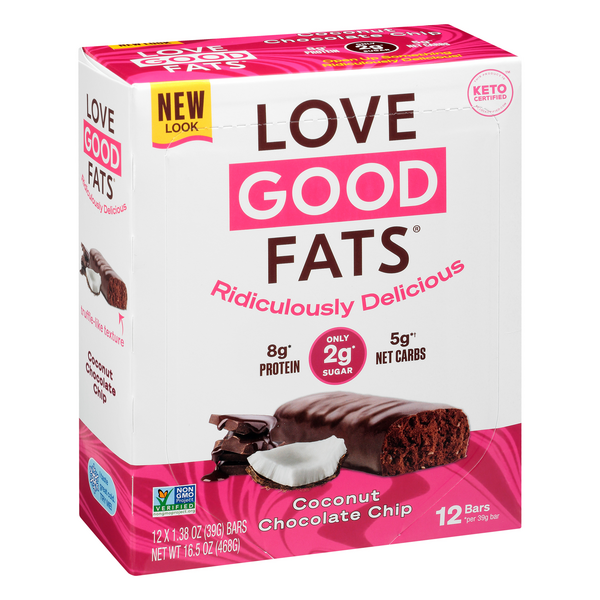 Love Good Fats Snack Bar, Coconut Chocolate Chip 12-1.38 oz | Hy-Vee ...