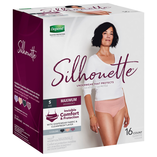 Depend Silhouette Underwear for Women, Maximum Absorbency, S, 2 Colors