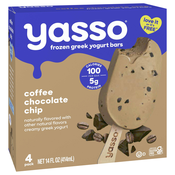 Yasso Frozen Greek Yogurt Bars Coffee Chocolate Chip 4 - 3.5 Fl Oz