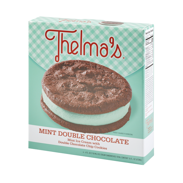Thelma's Ice Cream Sandwich, Mint Double Chocolate, 4-4 fl oz | Hy