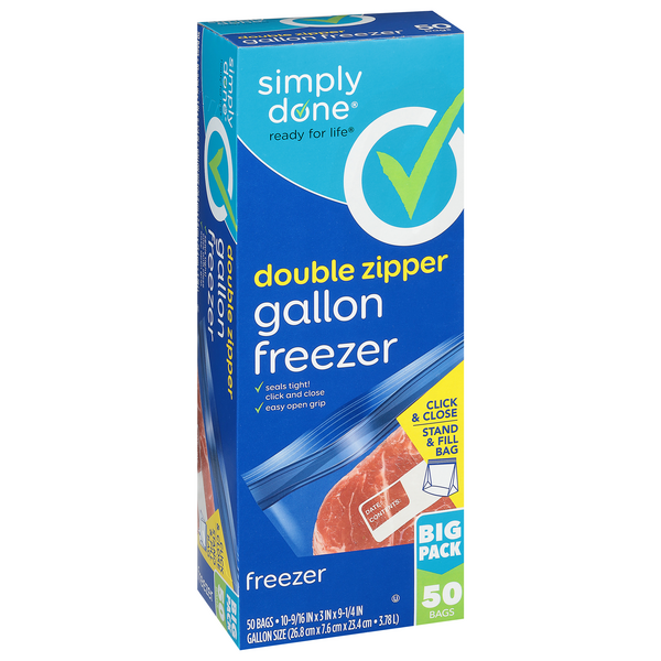 Simply Done Storage Bags, Slider, Gallon