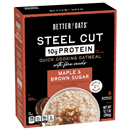 Better Oats Steel Cut With Protein Maple & Brown Sugar Instant Oatmeal with Flaxseeds 8-1.53oz. Packets