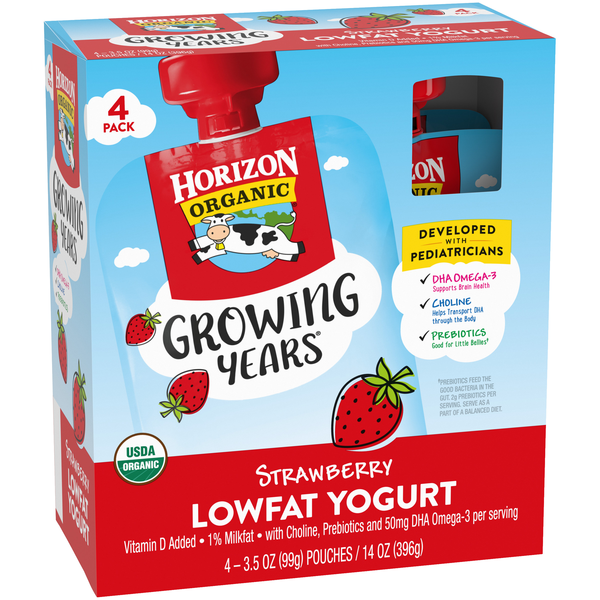 Horizon Organic Growing Years Strawberry Lowfat Yogurt 4-3.5 Oz