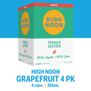 High Noon Grapefruit Tequila Hard Seltzer, 4Pk