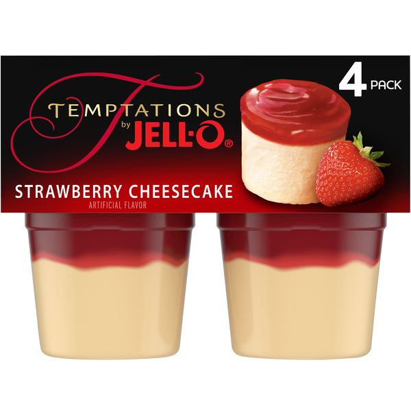 Temptations by Jell-O Strawberry Cheesecake Snacks 4Pk Cups | Hy