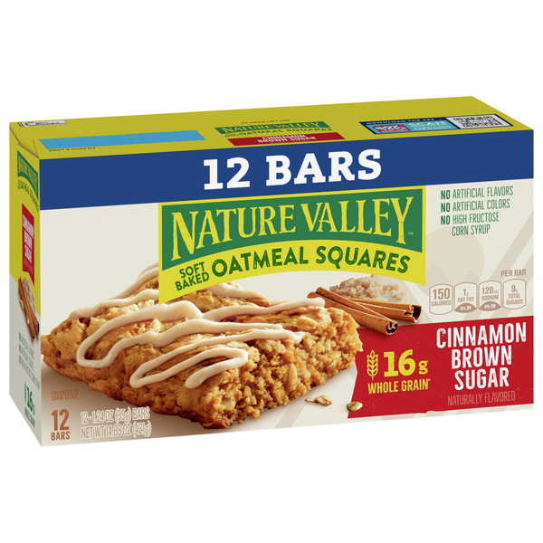 Nature Valley Soft Baked Oatmeal Squares Cinnamon Brown Sugar 12