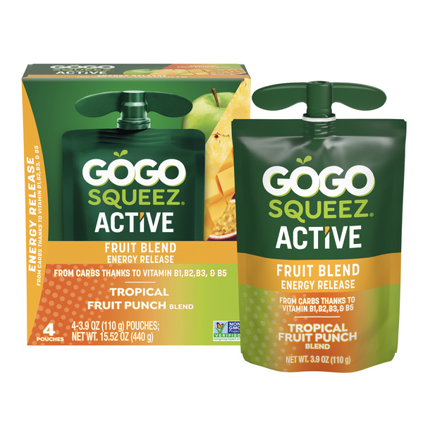 GoGo squeeZ Active Energy No Sugar Added Tropical Punch Fruit