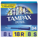 Tampax Pearl Triple Pack With Light/Regular/Super Absorbency Plastic Unscented Tampons