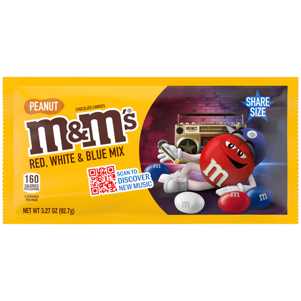M&M's Peanut Chocolate Red, White & Blue Candy, Party Size - 38 oz Bag 