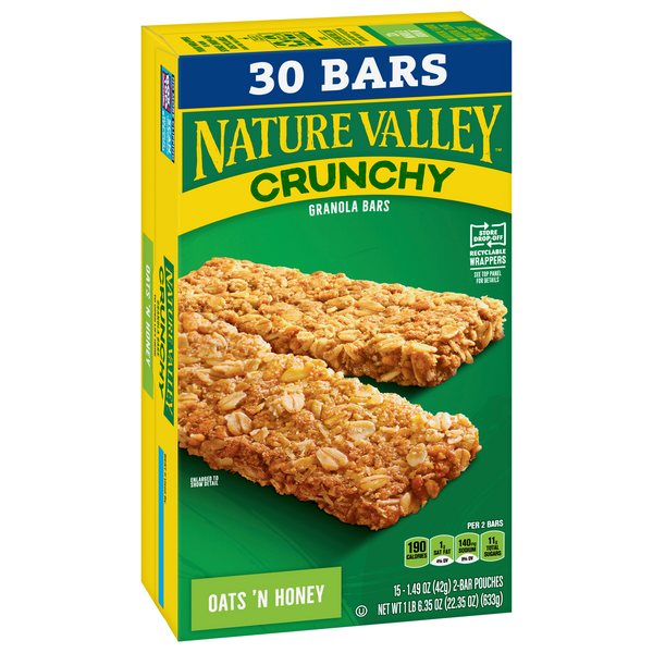  Nature Valley Crunchy Granola Bars, Oats 'n Honey, 12 Bars,  8.94 OZ (6 Pouches) : Grocery & Gourmet Food