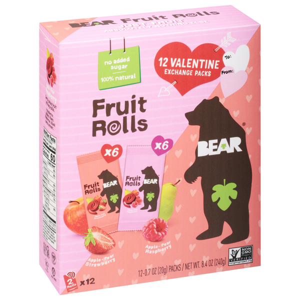 Bear Fruit Rolls Valentine Exchange Packs, Apple-Pear Strawberry