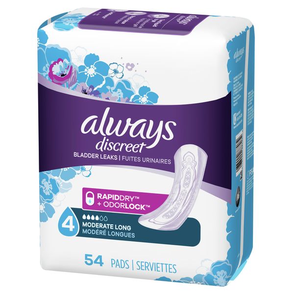 Always Discreet Pads 4 Moderate Long  Hy-Vee Aisles Online Grocery Shopping