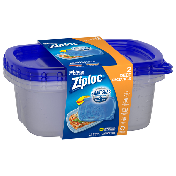 Ziploc Food Storage Containers & Lids Large Rectangle 9 Cups - 2